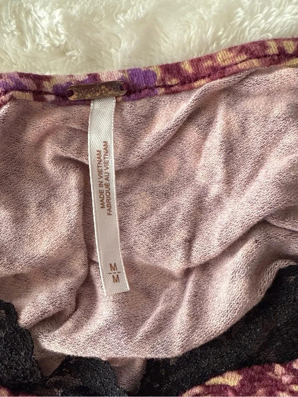 Free People Floral Ruched Corset Top Purple Cottagecore Fairy Grunge Size M